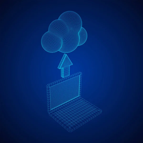 Concepto de tecnología de computación en nube con portátil — Vector de stock