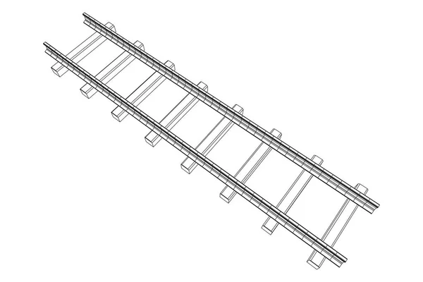 Railway wireframe mesh vector — Stock Vector