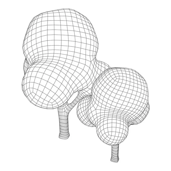 Mesh-beeld van bomen. Laag poly achtergrond. — Stockvector