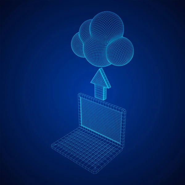 Concepto de tecnología de computación en nube con portátil — Vector de stock