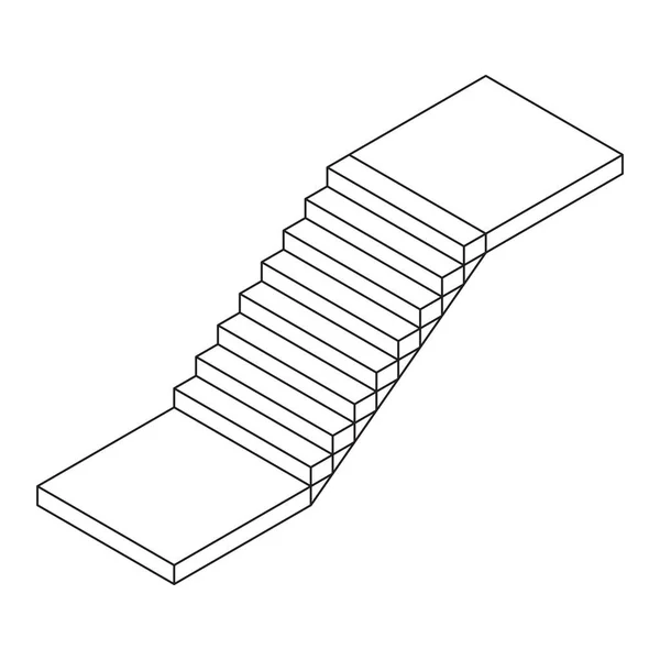 Wireframe trappor, invändiga trappor steg — Stock vektor