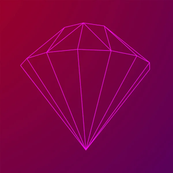 Diamond Wireframe baixa malha poli — Vetor de Stock