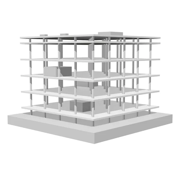 Edificio en construcción 3d —  Fotos de Stock