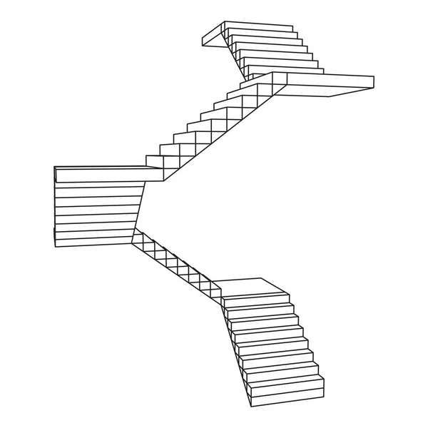 Drótváz lépcsők, belső lépcsőfokok — Stock Vector
