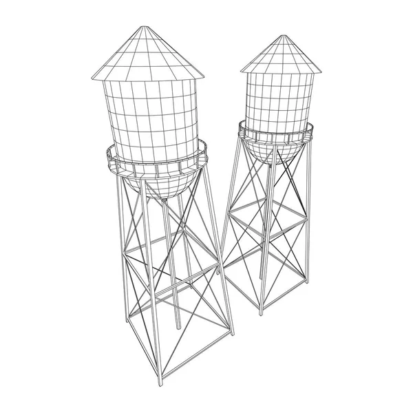 Torre de água. Vetor de construção industrial — Vetor de Stock