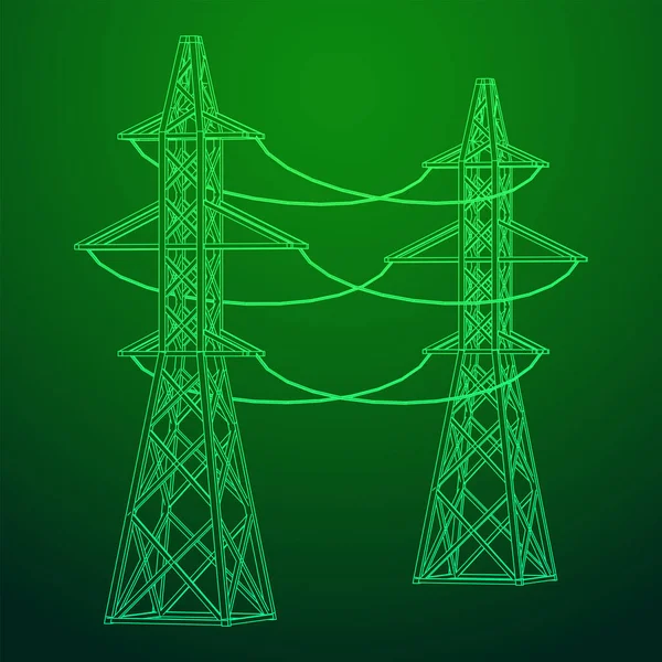 Torre de transmissão de energia pylon de alta tensão — Vetor de Stock