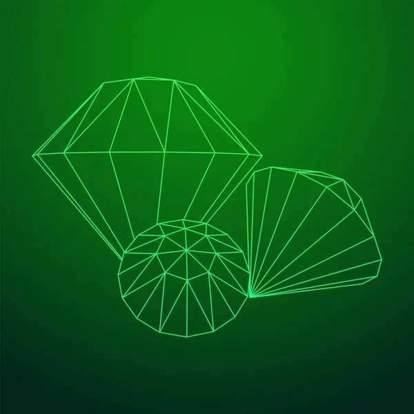 Diamond Wireframe malla polivinílica baja — Vector de stock