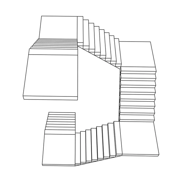 线框楼梯，内部楼梯台阶 — 图库矢量图片
