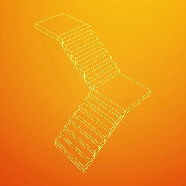 Лестница с проволочным каркасом, лестница внутри — стоковый вектор
