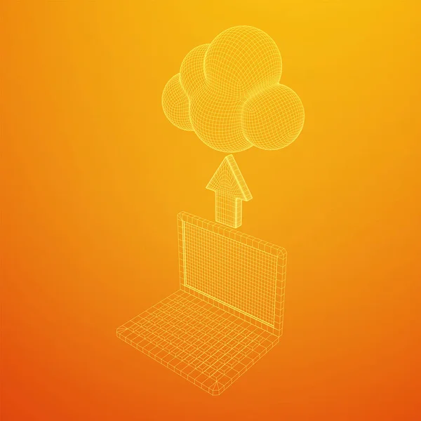 Concepto de tecnología de computación en nube con portátil — Vector de stock