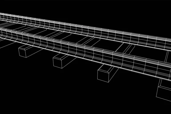 Järnväg wireframe mesh vektor — Stock vektor