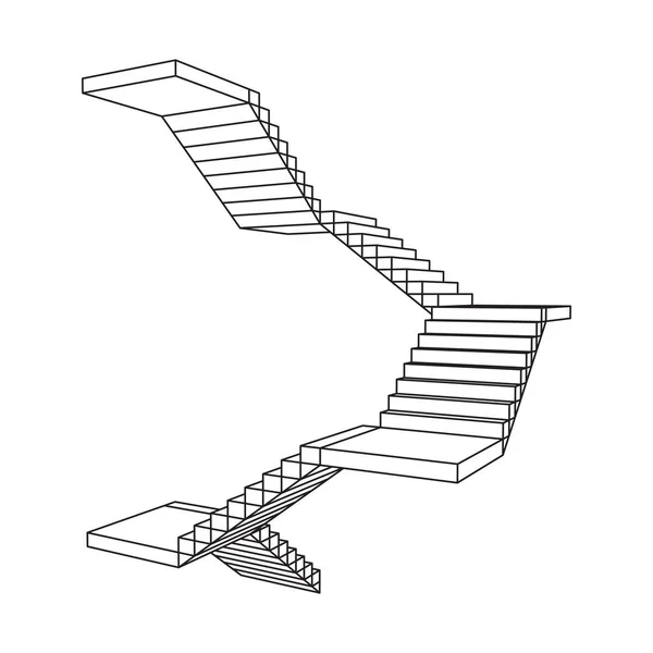 Drátový schody, schody ve vnitřních schodištích — Stockový vektor