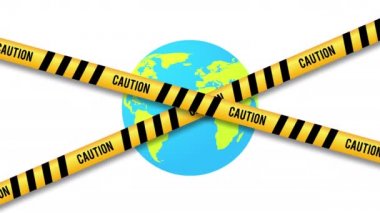 Tehlike bandı siyah ve sarı uyarı çizgileri Dünya 'nın her yerinde kesişiyor.