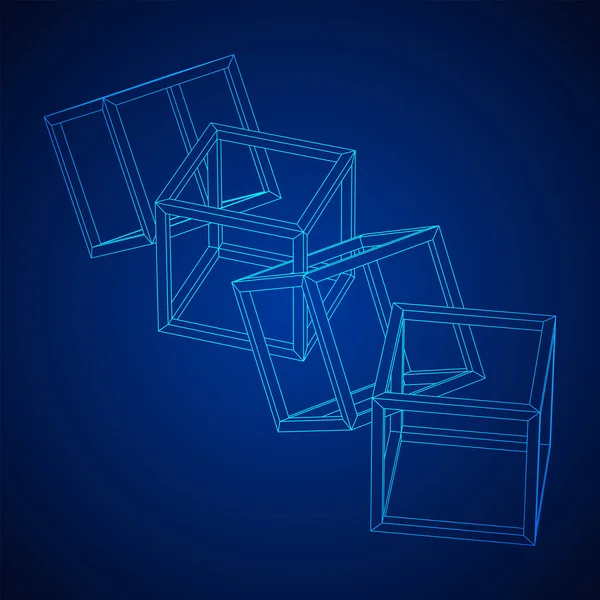 Chaîne cube Blockchain — Image vectorielle