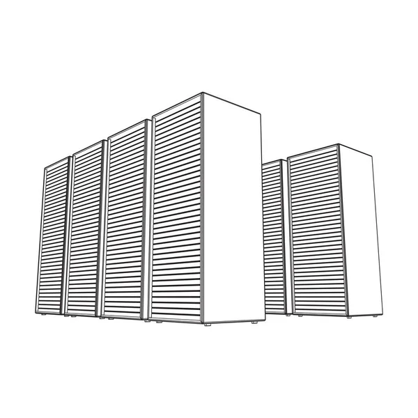 Datové centrum. Hardwarový telekomunikační server. — Stockový vektor