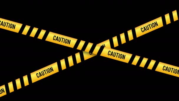 Caution tape danger black and yellow warnings line — Stock Video