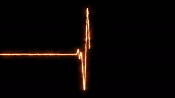 Energy heartbeat flatline. Pulse trace fire line — Stock Video