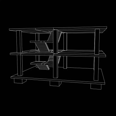İnşaat kablosu çerçevesi altında bina
