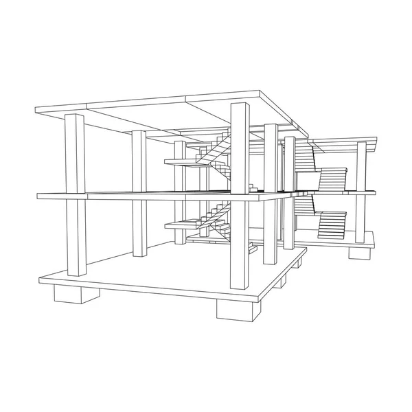正在建造的大楼线框 — 图库矢量图片