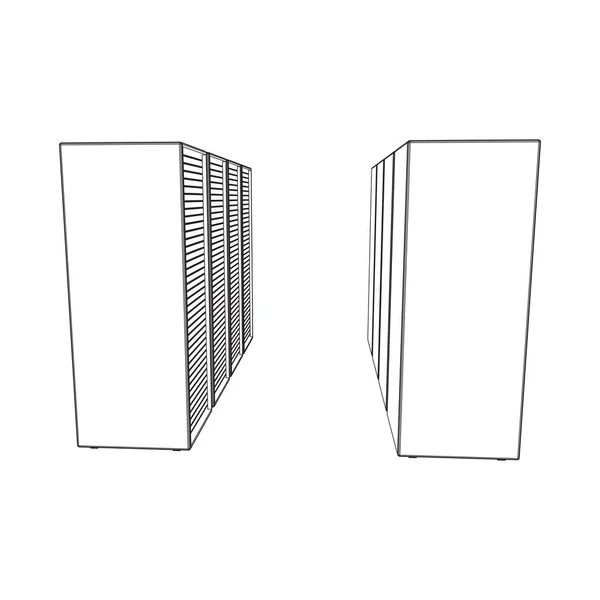 データセンター。ハードウェア機器通信サーバ. — ストックベクタ