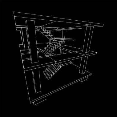 İnşaat kablosu çerçevesi altında bina