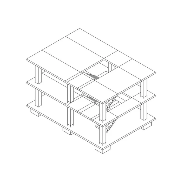 Gebäude im Bau Drahtgestell — Stockvektor