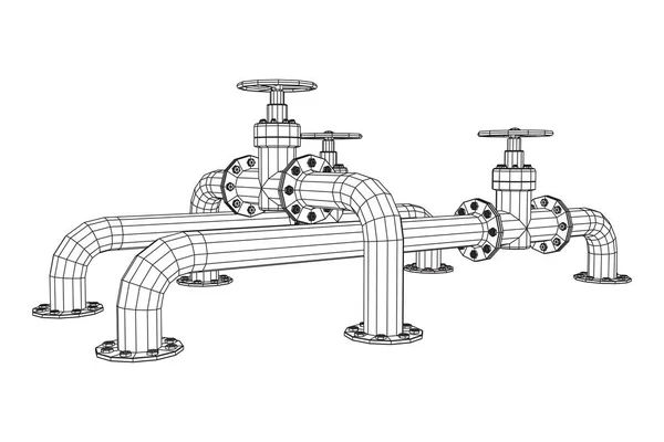 Gasoducto con concepto de negocio de válvulas. — Vector de stock