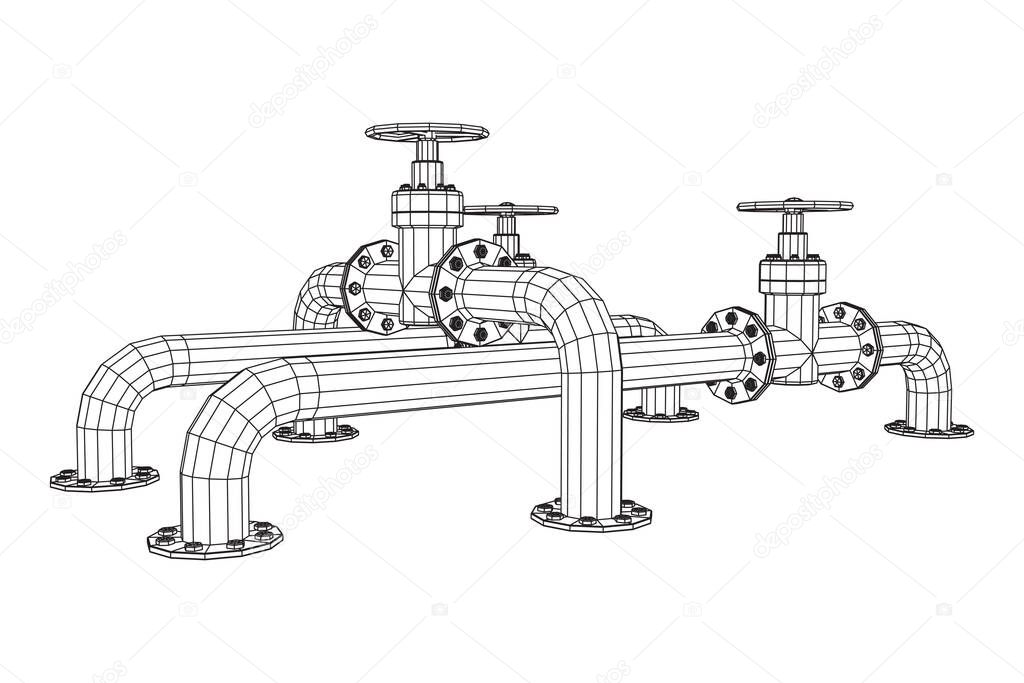 Oil pipeline with valve business concept.