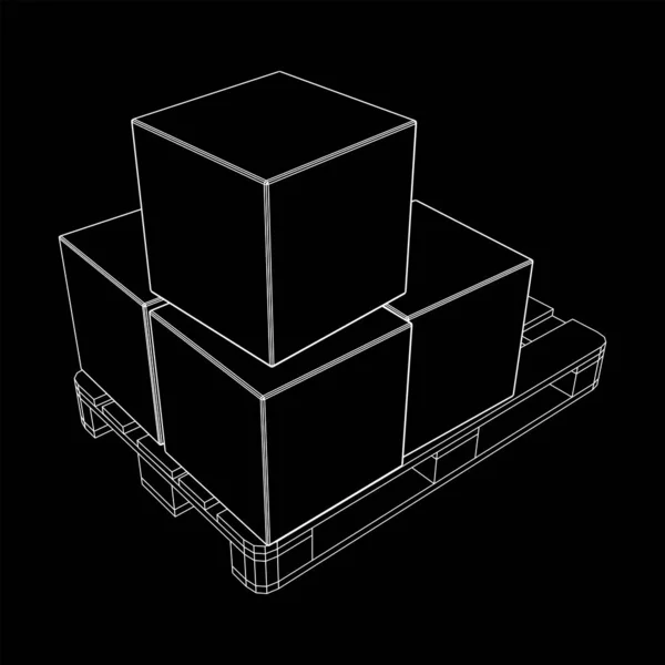 Вантажний піддон для складів з коробками — стоковий вектор