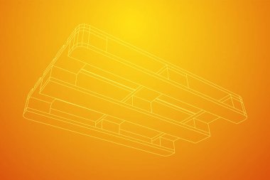 Depo için kargo paleti. Lojistik nakliye konsepti. Kablo çerçevesi düşük poli ağ vektör çizimi.