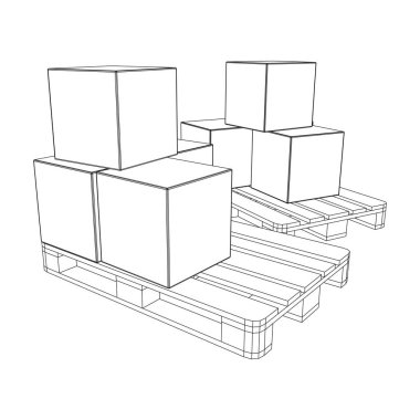 Kutuları olan bir depo için kargo paleti