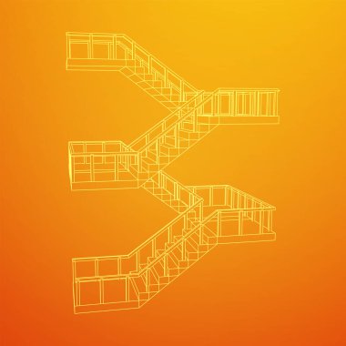 Kablo çerçeve merdivenler, merdiven merdivenleri ve parmaklıklar.