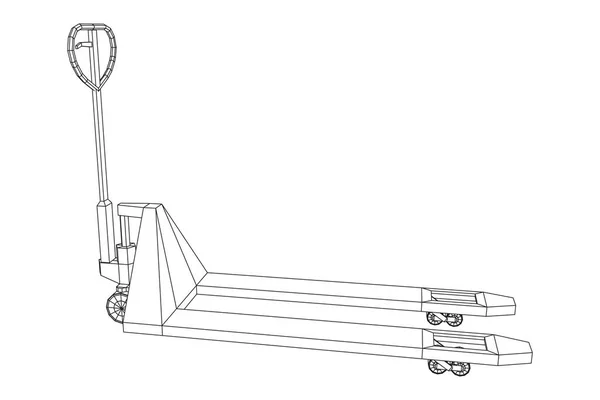 Levantamiento de paletas manual. Montacargas manual. — Archivo Imágenes Vectoriales