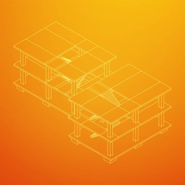 İnşaat kablosu çerçevesi altında bina