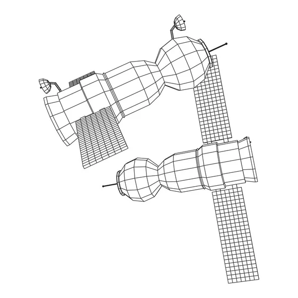 Station spatiale satellite de télécommunications — Image vectorielle