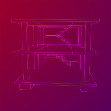 İnşaat kablosu çerçevesi altında bina