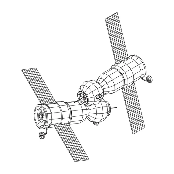 Satellit för kommunikation över rymdstationer — Stock vektor