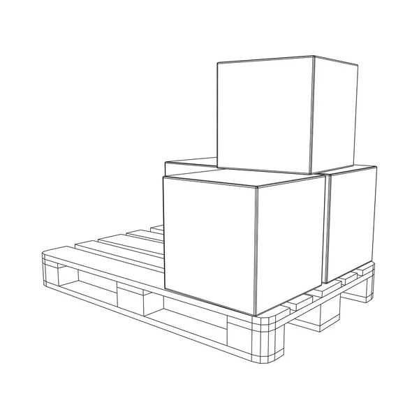 Palete de carga para armazém com caixas — Vetor de Stock