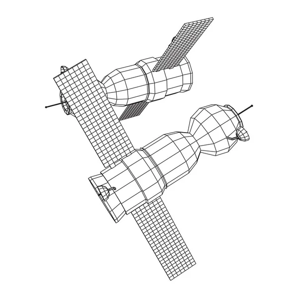 Station spatiale satellite de télécommunications — Image vectorielle