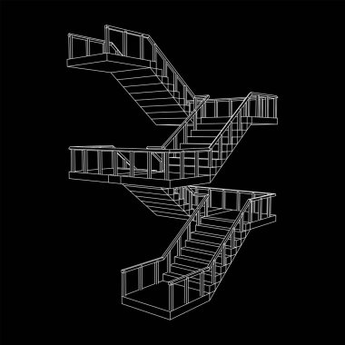 Kablo çerçeve merdivenler, merdiven merdivenleri ve parmaklıklar.