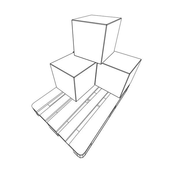 Vrachtpallet voor magazijn met dozen — Stockvector
