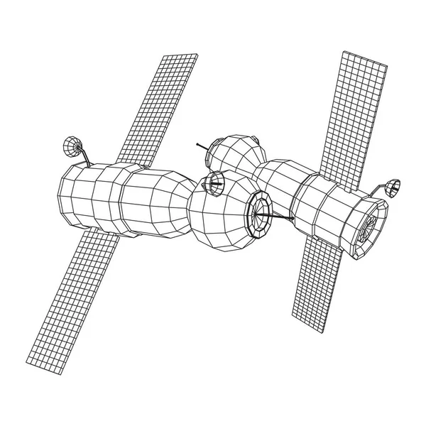 Satellit för kommunikation över rymdstationer — Stock vektor