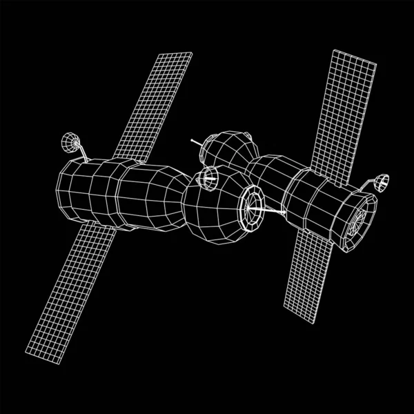 Satellit för kommunikation över rymdstationer — Stock vektor