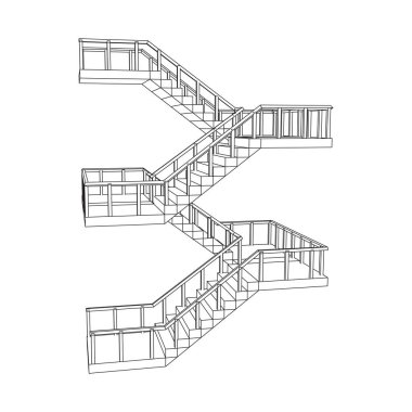 Kablo çerçeve merdivenler, merdiven merdivenleri ve parmaklıklar.