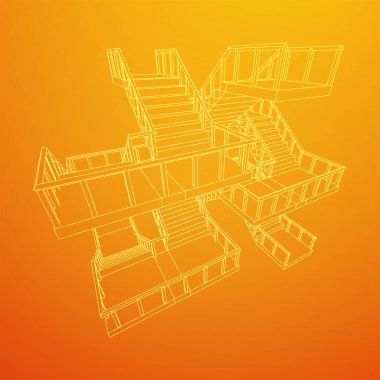 Kablo çerçeve merdivenler, merdiven merdivenleri ve parmaklıklar.