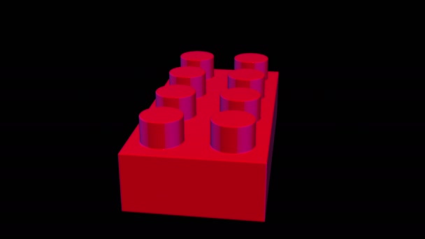 Constructor rood plastic blok 3d roteren. — Stockvideo