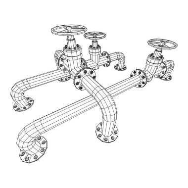 Valf iş kavramına sahip petrol boru hattı.