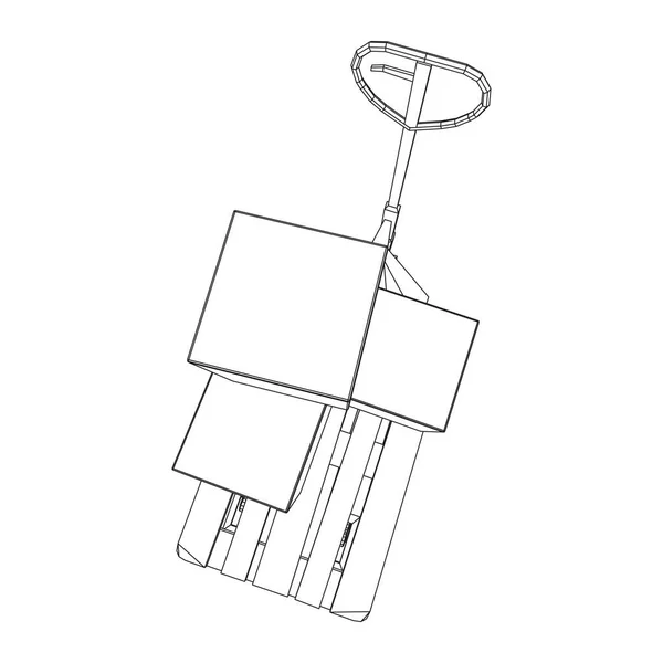 Handpalettenhebebühne. Manueller Gabelstapler. — Stockvektor