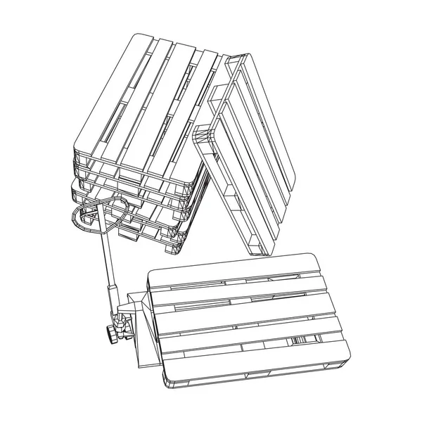 Levantamiento de paletas manual. Montacargas manual. — Archivo Imágenes Vectoriales