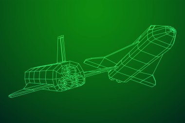 Uzay mekiği. Kablo çerçevesi düşük yalan makinesi.